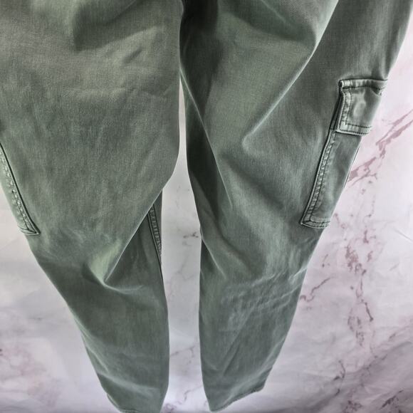 Spanx Pants Womens Large Green High Rise Stretch Twill Ankle Cargo Cropped - Picture 7 of 13